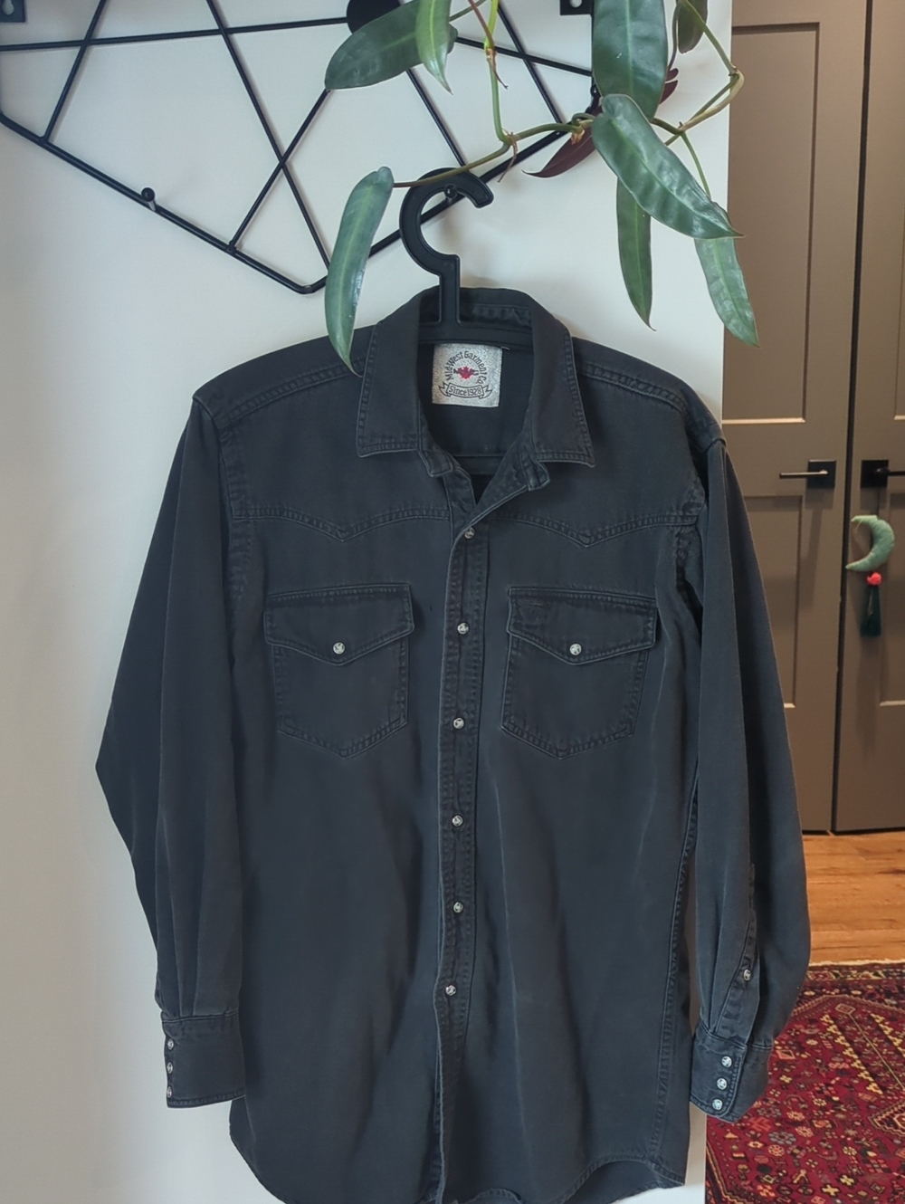 Vintage Western Black Denim Shirt Jacket